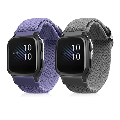 2x 交換ベルト 対応: Garmin Venu Sq Music/Sq バンド - ナイロン フィットネストラッカー グレー/ラベ..