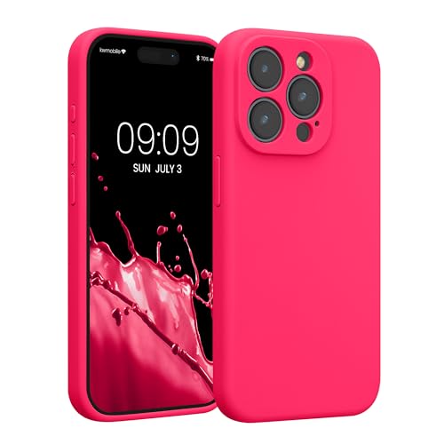 kwmobile スマホケース Apple iPhone 15 Pro対応 ケース - TPU シリコン カバー 耐衝撃 傷防止 - ネオンピンク