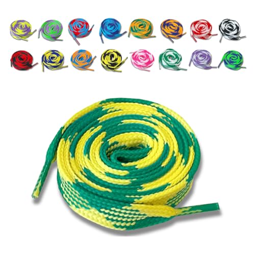 [アクティカ] 日本製 ファッション平太柄 靴ひも 110cm (15mm幅)黄/緑