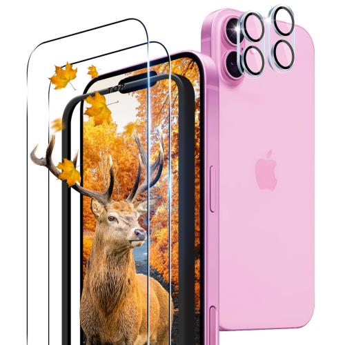 2+2枚セット 指紋認証対応 ガイド枠付き 用 iPhone 16 Plus ガラスフィルム 2枚  ...