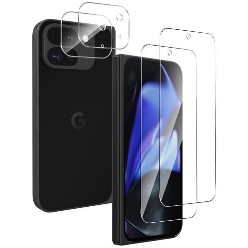 2+2枚セットGoogle Pixel 9 Pro Fold ガラスフィルム(2枚)+カメラフィルム(2枚) 硬度9H 強化ガラス 旭硝子製 疎水疎油 指紋・汚れ防止 Greerass 液晶画面保護フィルム 高感度タッチ 超高透過率 全面保護 耐衝撃 飛散防止 自動吸着 気泡ゼロ 貼り付け簡単 Google Pixel 9 Pro