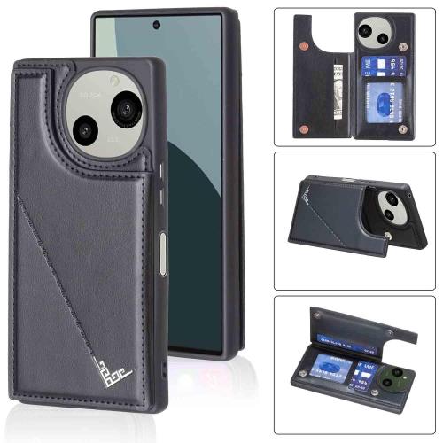 Anrek新型 SHARP AQUOS sense9 SH-53E SHG14 SH-M29 用 背面 カードケース 手帳型 ランヤード付 背面カバー （ブラック）アクオス9 センス9 ドコモsh53e スマホケース サイドマグネット カード収納 横置き機能 PUレザー 財布型 携帯カバーsense9 BLACK