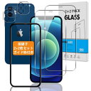2+2枚セット ガイド枠付き 対応 iPhone 12 ガラスフィルム + カメラフィルム 6.1インチ 日本旭硝子 硬度9H 対応 アイフォン 12 フィルム...