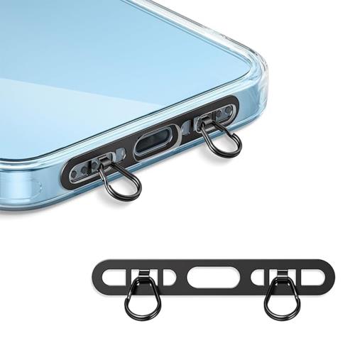 aninako ストラップホルダー スマホストラップ パッチ スマホショルダー 0.4mmの超薄型 ステンレス製 金属製 便利 携帯 アウトドア 斜めがけ 肩掛け 全機種対応 紛失・落下・盗難防止 (ブラック)