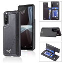 Anrek新型 SONY Xperia 10 IV/SO-52C/SOG07/A202SO 用 背面 カードケース 手帳型 背面カバー(ブラック)エクスペリア10iv スマホケース 横置き機能 PUレザー 財布型 携帯カバー xperia10iv BLACK