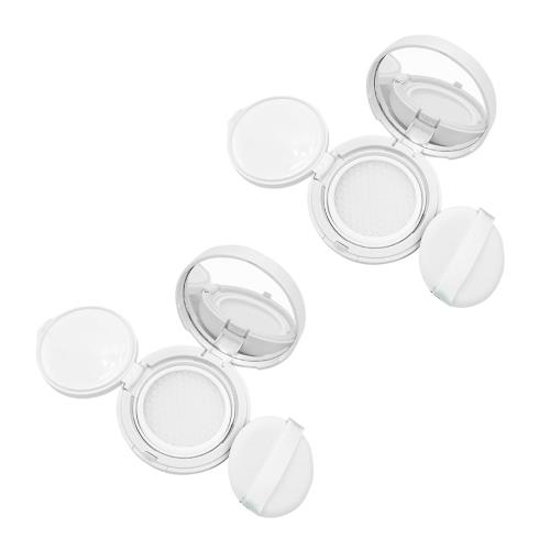 空のエアクッションケース 2個入り BBクリーム ファンデーション パウダー スポンジパフ付き 鏡付き メイクアップケース コンテナ エアクッション パフボック...