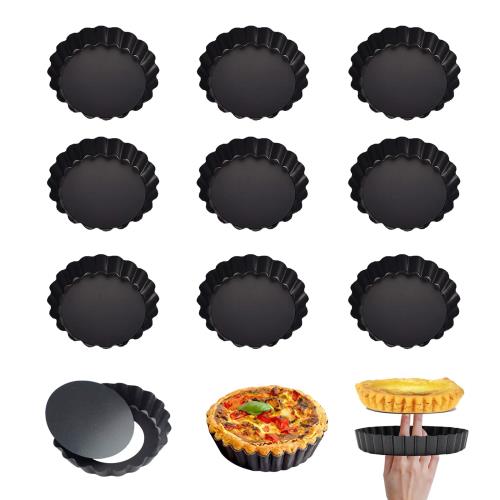 aninako エッグタルト型 ミニ 底取れ式 ミニ タルト型 円形 ステンレス鋼 非粘着 繰り返し使用可能 ミニパイ型 ベーキングツール お菓..