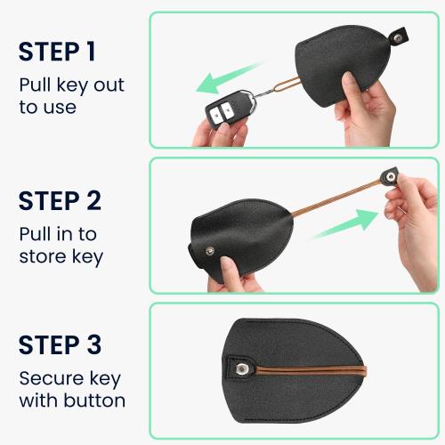 kwmobile キーカバー VW ゴルフ8 ID.03 / ID.04 / アウディ 3ボタン / ランチア 3ボタン対応 キーケース - スマートキー 引き出し式 鍵ケース PUレザー 黒色