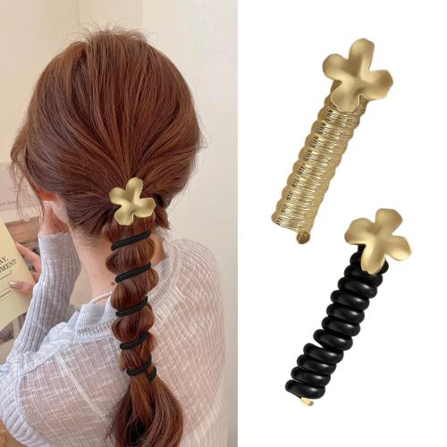 aninako ヘアゴム 2本セット ヘアアクセサリー 金具付き 飾りつきヘアゴム コイルポニー 電話コード型ヘアゴム 調節可能で 人気 おし ヘアゴムコイルア...