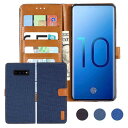 Anrek Galaxy S10 / docomo SC-03L / au SCV41 対応 Samsung デニム材料 手帳ケース (ダークブルー) サムスン ドコモsc03l ギャラクシーs10 ケース カバー 手帳型 カード収納 サイドマグネット スタンド機能付き スマホケース 財布型 耐衝撃 耐摩擦 保護ケースS10 BLUE