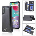 Anrek新型 SAMSUNG Galaxy A41 / docomo SC-41A / au SCV48 用 背面 カードケース 手帳型 ランヤード付 背面カバー ( ブラック )ドコモsc41a scv48 サムスン ギャラクシーa41 スマホケース サイドマグネット カード収納 横置き機能 PUレザー 財布型 携帯カバーgalaxy a41 B