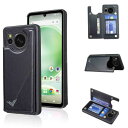 Anrek新型 SHARP AQUOS sense8 docomo SH-54D au SHG11 用 背面 カードケース 手帳型 ランヤード付 背面カバー ( ブラック )アクオス センス8 ドコモsh54D スマホケース サイドマグネット カード収納 横置き機能 PUレザー 財布型 携帯カバーsense8 BLACK