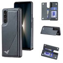 Anrek新型 SONY Xperia 1 VI SO-51E docomo SOG13 au XQ-EC44 用 背面 カードケース 手帳型 ランヤード付 背面カバー(ブラック)エクスペリア1vi スマホケース サイドマグネット カード収納 横置き機能 PUレザー 財布型 携帯カバー ソニーxperia1vi BLACK