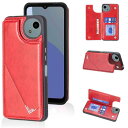 Anrek新型 SHARP AQUOS wish4 SH-52E docomo A402SH Rakuten Mobile 用 背面 カードケース 手帳型 背面カバー (レッド) アクオスwish4 スマホケース サイドマグネット カード収納 横置き機能 携帯カバー シャープwish4 RED