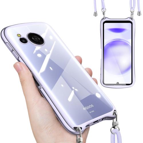 Rakuten - AQUOS sense8 ケース クリア ショルダー ストラップ付き SH-54D SHG11 カバー 透明 肩掛け 縄掛け 斜めかけ TPU メッキ加工 耐衝撃 全面保護 薄型 韓国 可愛い アクオス センス8 sh-54d shg11 スマホケース （スターリバーシルバー）