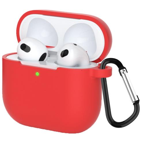 TOORQR For AirPods 第4世代 ケース カバー AirPods 4 シリコン素材 ケース 保護カバー 防水 防塵 落下防止 キズ防止 全面保護 軽量 カラビナ付き(レッド)