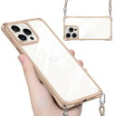 iPhone 16 Pro Max 用 ケース クリア ショルダー ストラップ付き iPhone16 Pro Max 用 カバー 肩掛け 縄掛け 斜めかけ 透明 TPUバンパー シリコン 薄型 軽量 耐衝撃 黄ばみなし 落下防止 アイフォン16 プロ Max 用 ハード ケース (カーキ)