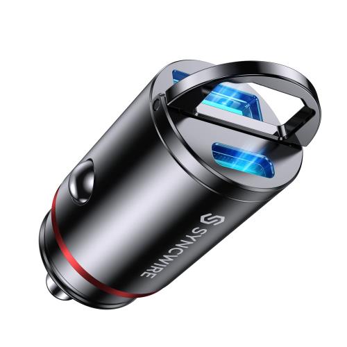 業界極小サイズSyncwire シガーソケット USB USB C カーチャージャー 2ポートPPS 30W対応 PD 30W QC3.0/超急速充電/全金属/軽量 Type C カーチャージャー 12V/24V車対応 出っ張らない しがーソケット USB 車載充電器 iPhone 16/15/14/13/SE/12/11/X/8 Xperia Samsung iPadな