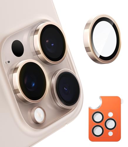 宇宙航空材料・元のまま再現TORRAS iPhone16Pro用 /iPhone16ProMax用カメラ保護フィルム 米軍規格 黒縁取り 1セット 曇りなし アイフォン16プロ用/16プロマックス用レンズカバー デザートチタニウム LensGuard