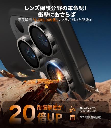 宇宙航空材料・元のまま再現TORRAS iPhone16Pro用 /iPhone16ProMax用カメラ保護フィルム 米軍規格 黒縁取り 1セット 曇りなし キラキラ アイフォン16プロ用/16プロマックス用レンズカバー チタニウム LensGuard 3