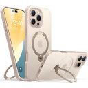 ソフトベージュ ・チャーミングTORRAS iPhone 16 Pro 用 ケース ゼンマイ式スタンドカチッ!2025新開発・安定性縦横両対応 リング マグネット搭載 MagSafe対応 ワイヤレス充電対応 米軍規格 耐衝撃 指紋防止 黄変防止 マグセーフ対応 6.3インチ「Ostand Spin」デザートチタニ