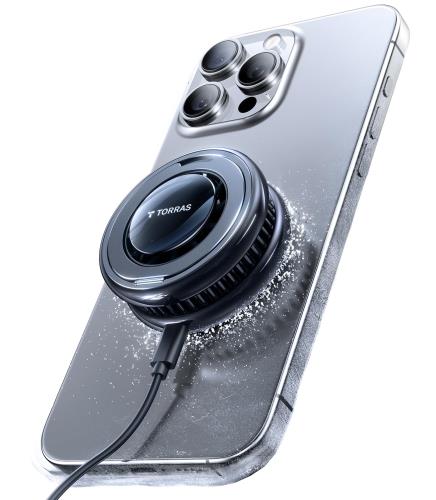 画期的・瞬間冷却 TORRAS Qi2 magsafe対応 充電器 スタンド マグセーフ充電器 冷却ファン搭載 静音 ワイヤレス充電器 15W 急速充電 小型 折りたたみ式 スマホ熱対策 タイプc ケーブル付属 ゲーム ライブ配信 動画視聴 iPhone 16/15/14/13/12 Airpods 対応