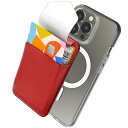 滑り止めシリコンパッド追加Sinjimoru Magsafe対応 iPhoneカードケース、蓋付きマグネット携帯カードホルダー SUICA 定期入れ 背面ポケットiPhone16 Plus Pro Pro Max iPhone15 14 13 12 シリーズ専用 マグセーフ対応カード入れ ケース。Sinjipouch M-Flap レッド