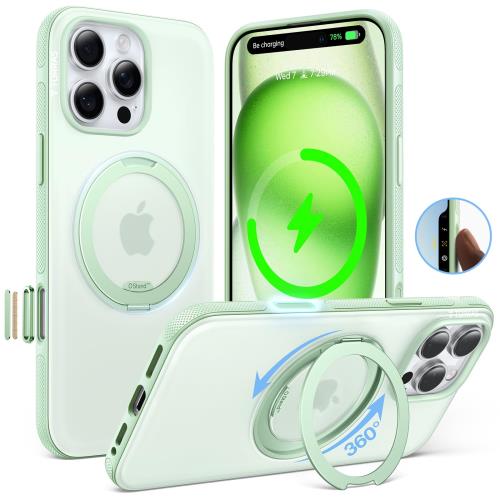 春の色・オパールグリーンTORRAS iPhone 16 Pro 用 ケースチクチク・多機能360度回転スタンドカメラコントロールボタン付き 縦横両対応 マグネット搭載 MagSafe対応 ・