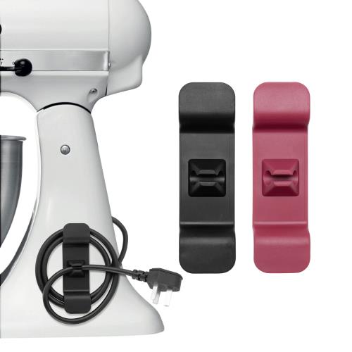 kwmobile 2x ケーブルホルダー ケーブルクリップ ケーブルオーガナイザー - 自己粘着 配線整理 コード収納 10.2x3x1.8cm 黒色/ボルドールージュ