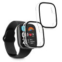 kwmobile 2x ケース Xiaomi Redmi Watch 3 Active/Redmi Watch 3 Lite対応 カバー - フルボディ ガラス 耐衝撃 超薄型 透明