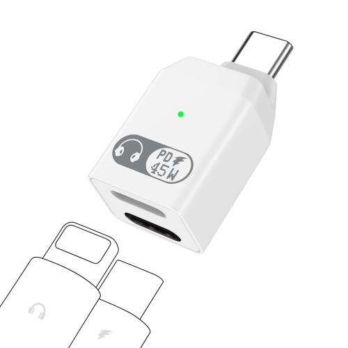 MoKo ライトニングからType-C変換用 イヤホンアダプター 2in1デュアルポート 充電と音楽同時に使える ..