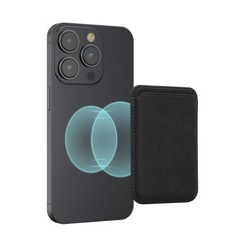 kwmobile カードホルダー Apple iPhone 16 / 15 / 14 / 13 / 12 Series対応 カードケース - Magsafe対応 カード収納 PUレザー 黒色