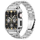 MioHHR ステンレススティール製バンド、ケース互換性 Apple Watch Bands 44/42mm,金属製保護バンパーカバー付き頑丈なストラップ iW...