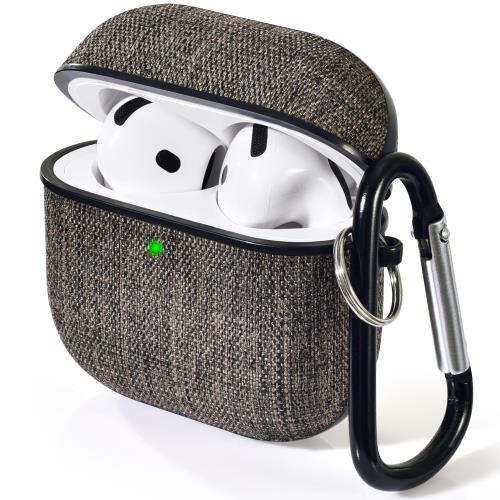CAGOS AirPods 4ケースカバー エアーポッズケ ース 第4世代用 キャンバス素材保護 分体設計 おしゃれ ワイヤレス充電対応 カラビナ付き LEDラ...