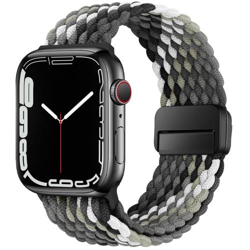 [HITZEE] Band コンパチブル Apple Watch バンド 49/46/45/44/42/41/40/38mm、磁気留め金付きのナイロン弾性編組バンド調節可能なスポーツアップルウォッチバンド付き Apple Watch Ultra 2 Ultraシリーズ 10 9 8 7 SE 6 5 4 3 2 1 に対応（38/40/41/42mm，ダークチョコレート
