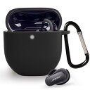BUITFOU Bose QuietComfort Ultra Earbuds/Bose QuietComfort Earbuds II ケース Bose QuietComfort Ultra Earbuds 保護カバー 柔らかい シリコン製 落下防止 キズ防止 耐衝撃 防塵 軽量 装着充電可能 カラビナ付き 紛失防止(ブラック)
