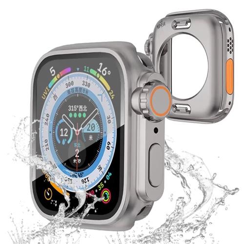 TOORQR 対応 Apple Watch Series10 (42mm) アップルウォッチ カバー360°防水ケース 数秒でUltra一体型 PC+ガラス素材 全面保護 耐衝撃 装着簡単 Apple Watch保護カバー (Series10,42mm,チタンゴールド)
