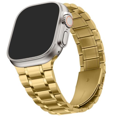 [HITZEE] メタル Band コンパチブル Apple Watch バンド 49mm 46mm （シリーズ 10） 45mm 44mm 42mm（シリーズ 3/2/1） ステンレススチール製交換用メンズ/レディースバンド Apple Watch Ultra 2 シリーズ 10 9 8 7 SE2/SE 6 5 4 3 2 1 に対応 (金)