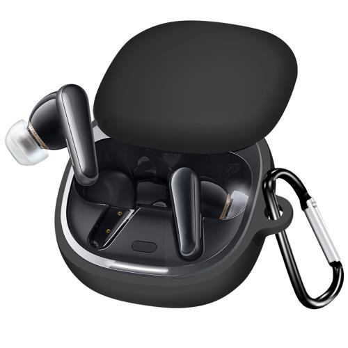 BUITFOU For Anker Soundcore Liberty 4 ケース Liberty 4 保護カバー Liberty 4 ケース 柔らかい シリコン製 落下防止 キズ防止 耐衝撃 防塵 軽量 装着充電可能 カラビナ付き 紛失防止(ブラック)