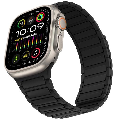 乐天商城 - [Suphart] コンパチブル Apple Watch バンド49mm 46mm 45mm 44mm 42mm 磁気シリコン防水バンド に対応 Apple Watch Ultra 2 Ultra シリーズ 10 9 8 7 6 5 4 3 2 1 SE (49mm/46mm/45mm/44mm/42mm, ブラック)