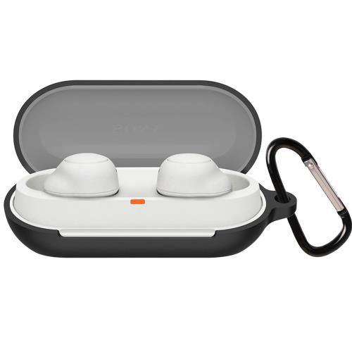 BUITFOU For Sony WF-C700N ケース ソニー WF-C700N 保護カバー 柔らかい シリコン製 落下防止 キズ防止 耐衝撃 防塵 軽量 装着充電可能 カラビナ付き 紛失防止(ブラック)