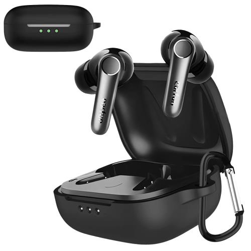 TOORQR For Earfun Air Pro 4 ケース カバー エアプロ4シリコン素材 ケース 保護カバー 防水 防塵 落下防止 キズ防止 全面保護 軽量 カラビナ付き(ブラック)