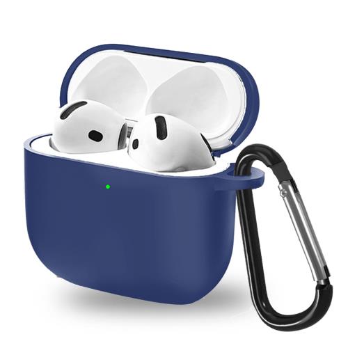 BUITFOU Airpods 4 ケース Airpods 第4世代 保護カバー エアーポッズ 4 ケース 柔らかい シリコン製 落下防止 キズ防止 耐衝撃 防塵 軽量 装着充電可能 カラビナ付き 紛失防止(ブルー)