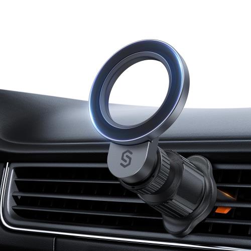 スマホホルダー 車 マグネット SYNCWIRE 車 スマホスタンド2024年進化超強磁力改良されたフック過剰締め付け防止設計magsafe 車載 カー用品 車用スマホホルダー マグセーフ 車載ホルダー エアコン吹き出し口 携帯ホルダー 超強力0.1秒吸着 電波干渉なし 360°調整 片手操作 i