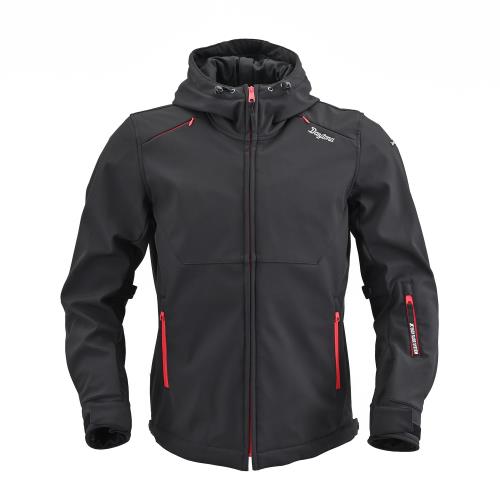 [デイトナ] バイク ジャケット 春秋冬 CE規格 ソフトプロテクター付属 防風 イージーソフト シェルパーカー 48631 DJ-017 メンズ [DJ-017] ブラック/レッド 2XL