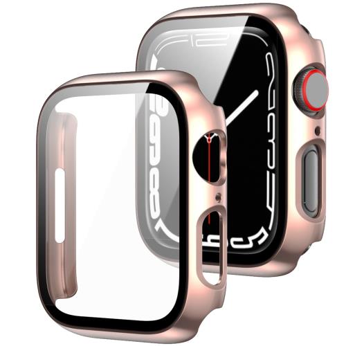 BUITFOU Apple Watch カバー Series SE3/SE2/SE/6/5/4 40mm 対応 アップルウォッチ用 ケース 超薄型 PC+ガラス素材 一体型 Apple Watch ケース対応 全面保護 超薄型 装着簡単 耐衝撃 高透過率 指紋防止 傷防止（40mm，ローズゴールド）