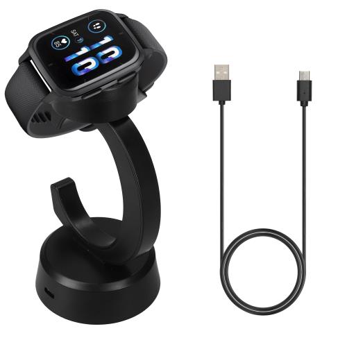 kwmobile 充電ケーブル Garmin Venu Sq 2 Music/Sq 2 / Vivoactive 6 / Vivoactive 5対応 充電器 - スマートウォッチ 充電スタンド スペア 黒色(2.0)