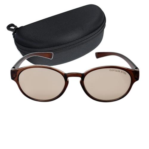 [キャプテンスタッグ] サングラス メンズ UVカット サングラスケース 付き 紫外線カット おしゃれ ブランド 運転用 アウトドア スポーツプラスチックフレーム ブラウン CS-013-2