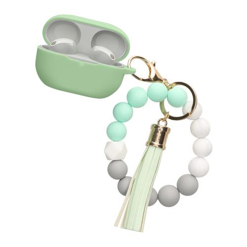 kwmobile イヤホンケース Sony WF-1000XM5対応 ケース - ストラップ付 おしゃれ 保護カバー 耐衝撃 パステルグリーン