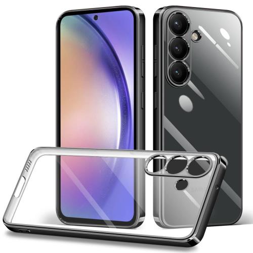 Samsung Galaxy A54 5G SC-53D SCG21 カバー ケース クリア 透明 TPU シリコン メッキ加工 薄型 ソフトカバー 軽量 耐衝撃 ストラップホール ギャラクシー A54 スマホケース （ブラック）